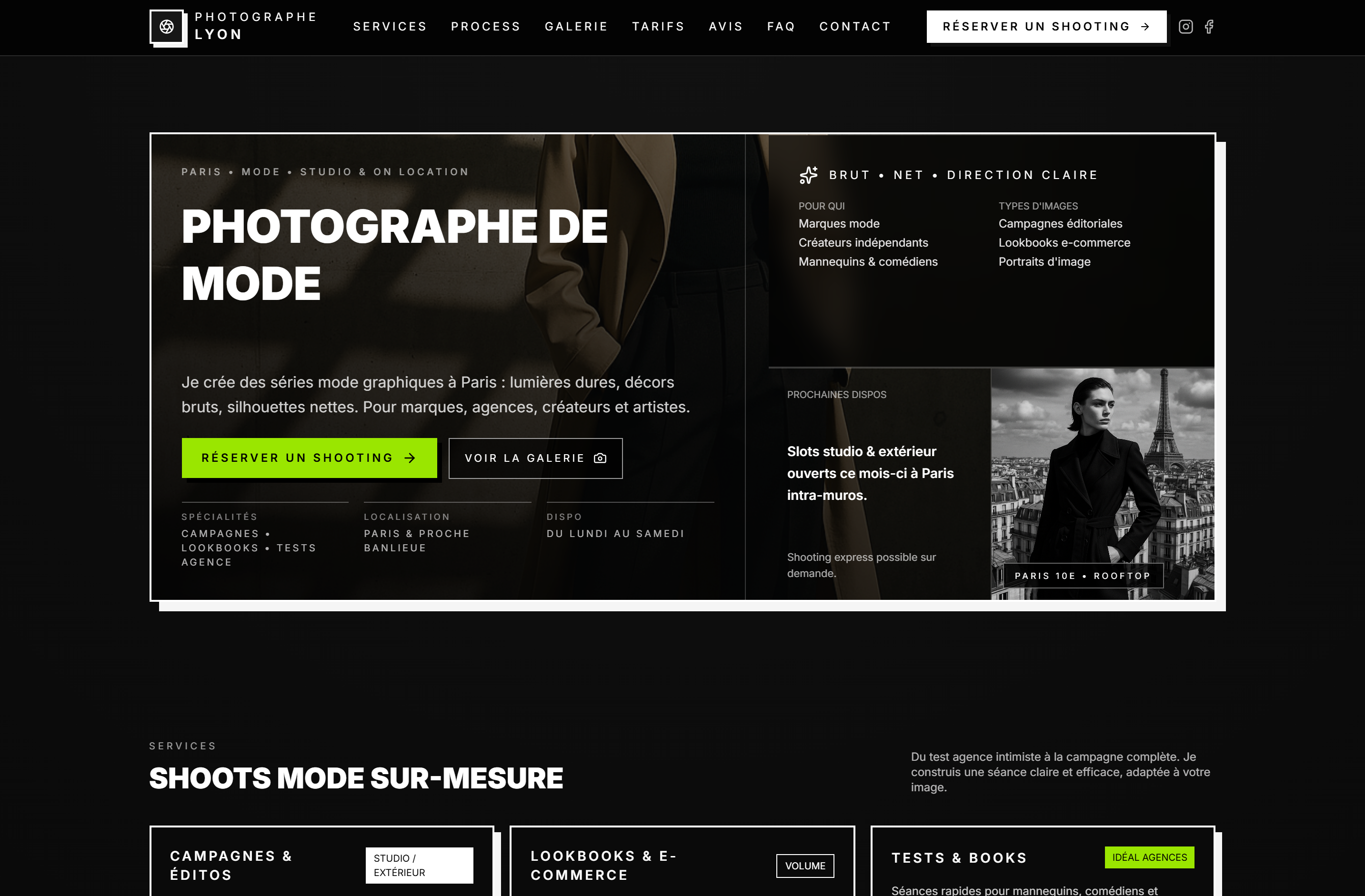 Aperçu du site Studio Lumière