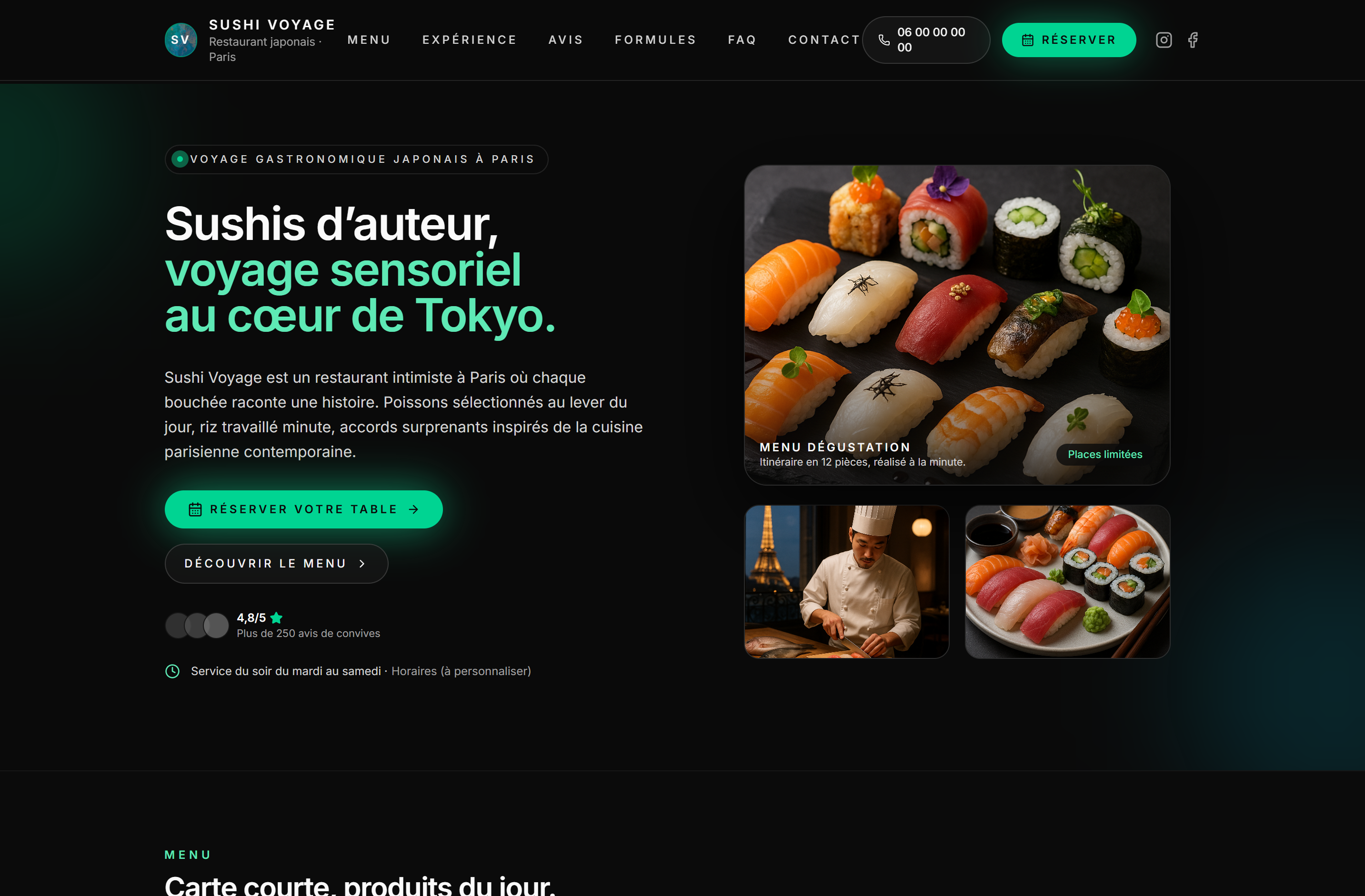 Aperçu du site Sushi Voyage